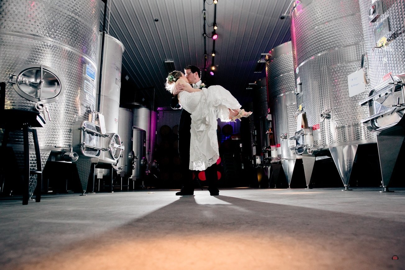 South Jersey Vineyard Wedding with couple in the Winemakers Ballroom